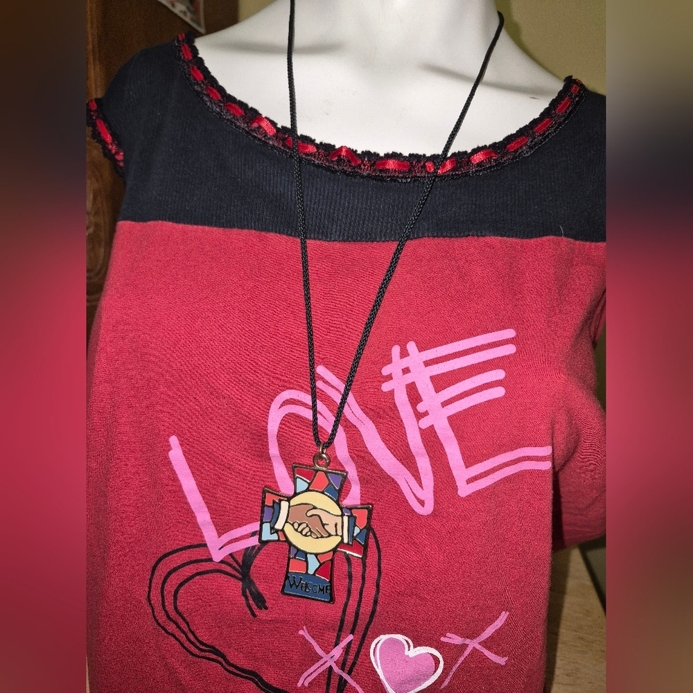 Rope Necklace With Enamel Cross